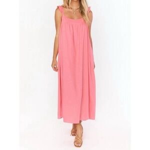 Show Me Your MuMu Oasis Ruffle Flamingo Pink Dress EUC, OVERSIZED XS can fit XL